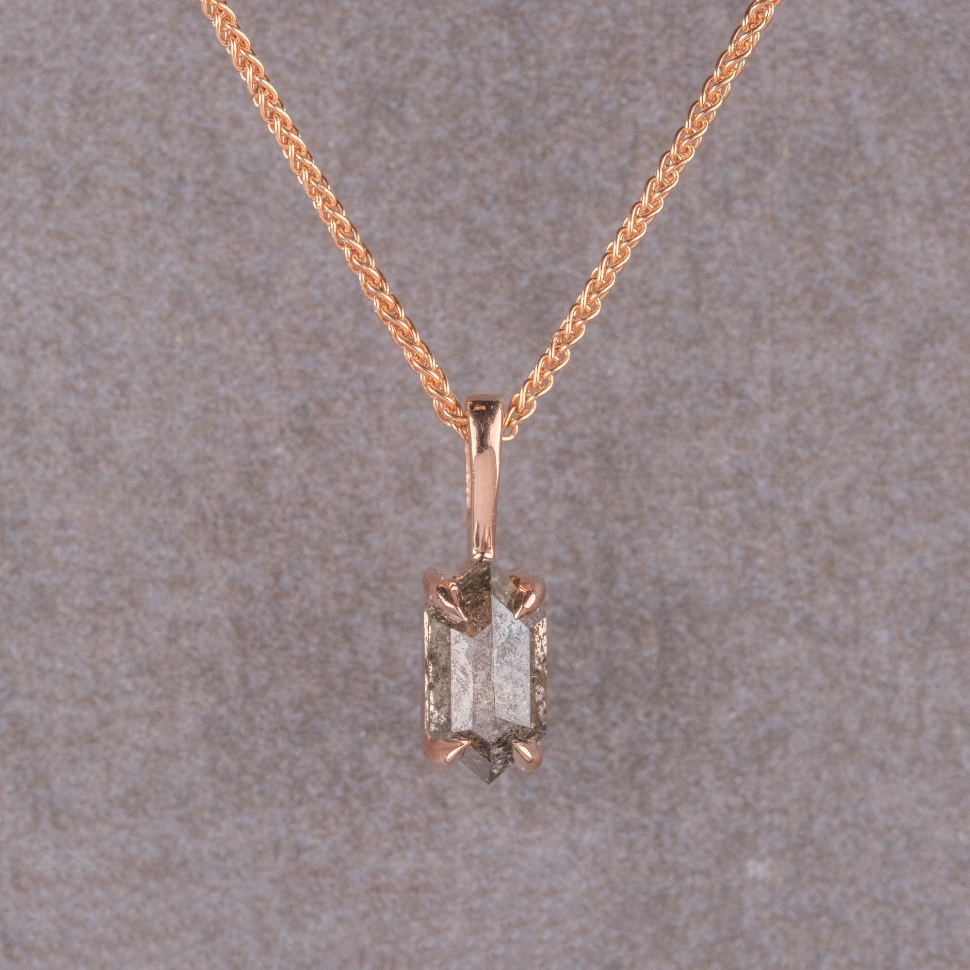 Natural Salt And Pepper 1.64 CT Hexagon Diamond Necklace