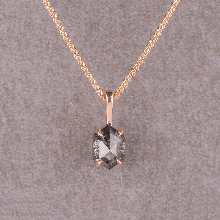 Natural Salt And Pepper 1.90 CT Hexagon Diamond Necklace