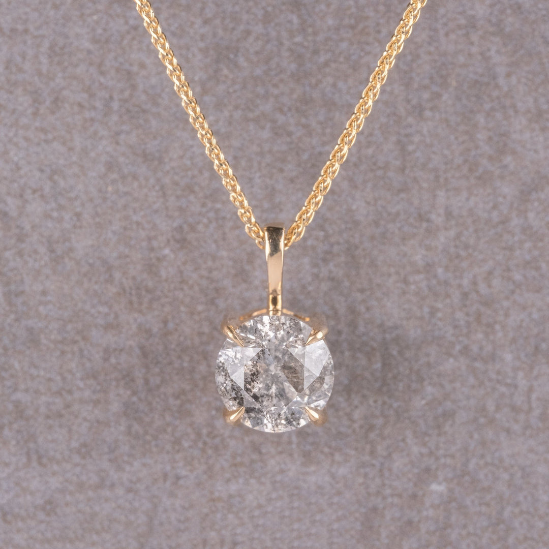 Natural Salt And Pepper 2.09 CT Round Diamond Necklace