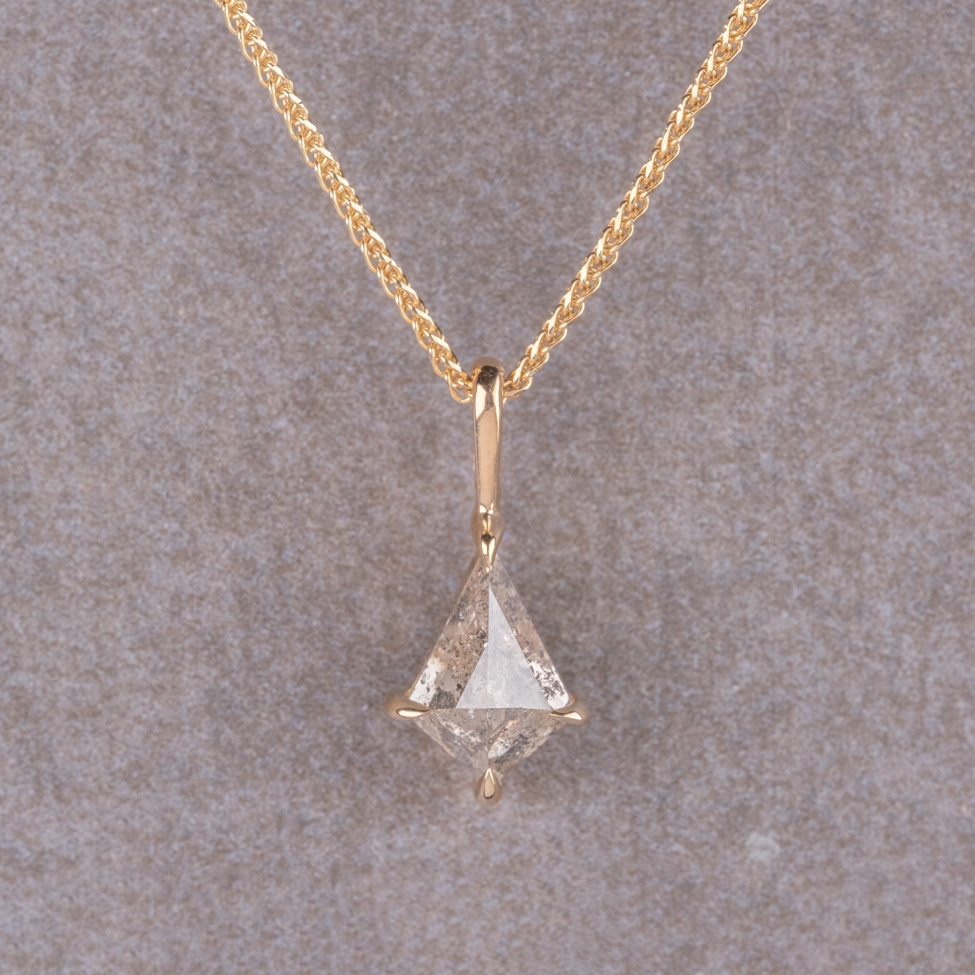 Natural Salt And Pepper 1.68 CT Kite Diamond Necklace