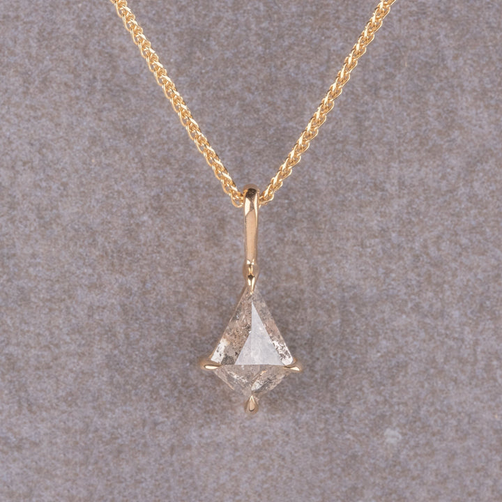 Natural Salt And Pepper 1.68 CT Kite Diamond Necklace