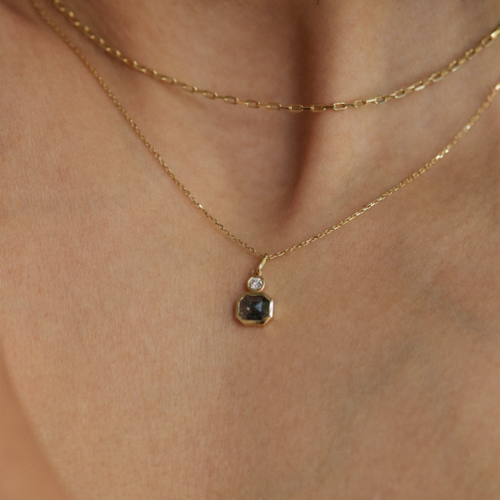 Moissanite 2.55 CT Emerald & Round Diamond Necklace