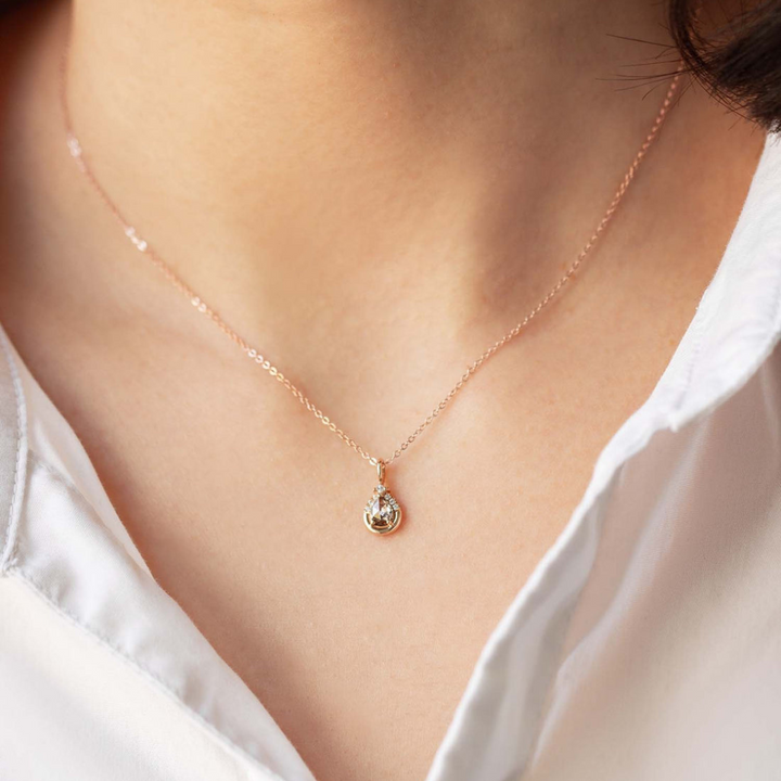 Natural Salt And Pepper 2.55 CT Pear Diamond Necklace