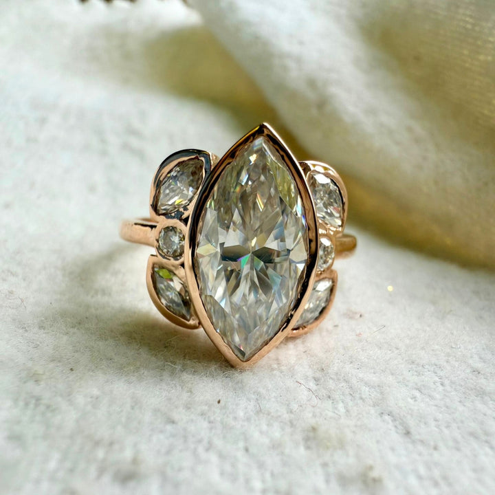 Exquisite Marquise Cut Simulated Diamond Ring