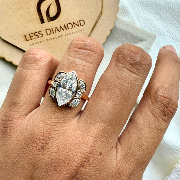Exquisite Marquise Cut Simulated Diamond Ring