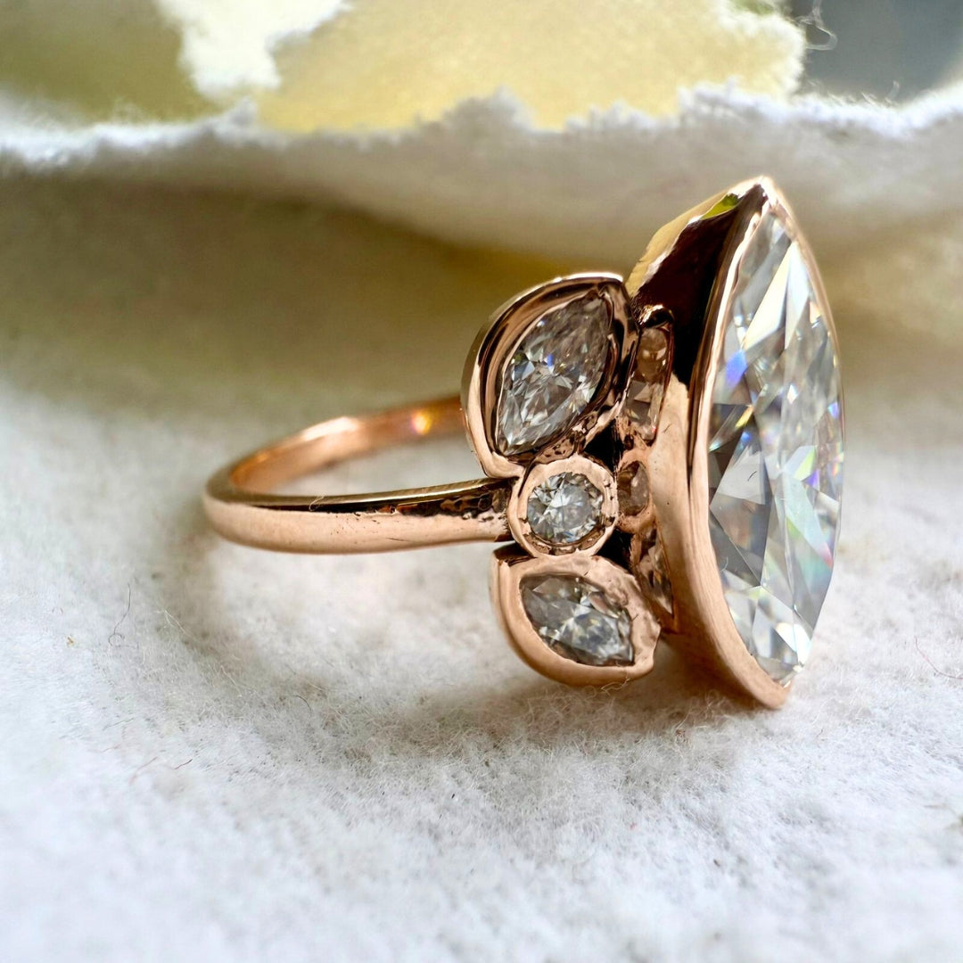 Exquisite Marquise Cut Simulated Diamond Ring
