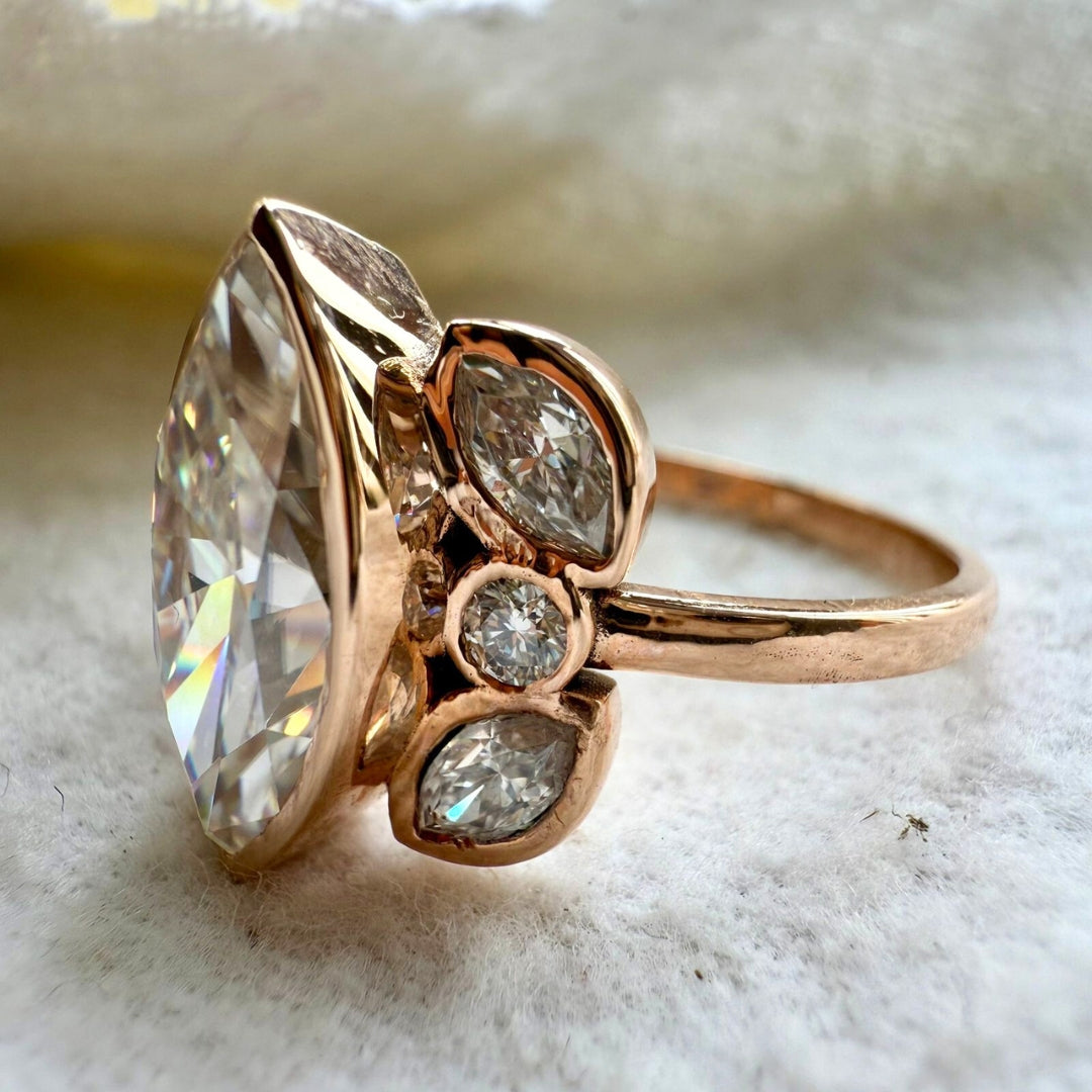 Exquisite Marquise Cut Simulated Diamond Ring