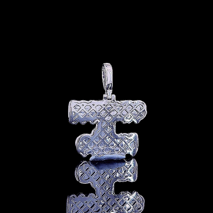 Simeon D-Mans Moissanite Script Pendant in 925 Sterling Silver Back Side View