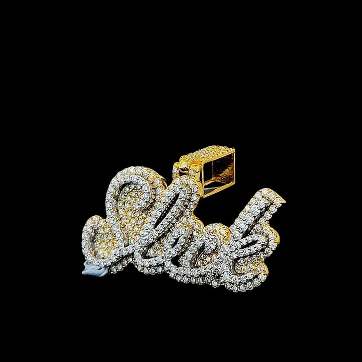 Sleck Statement Bling Moissanite Animal Pendant in 925 Sterling Silver Left Profile View