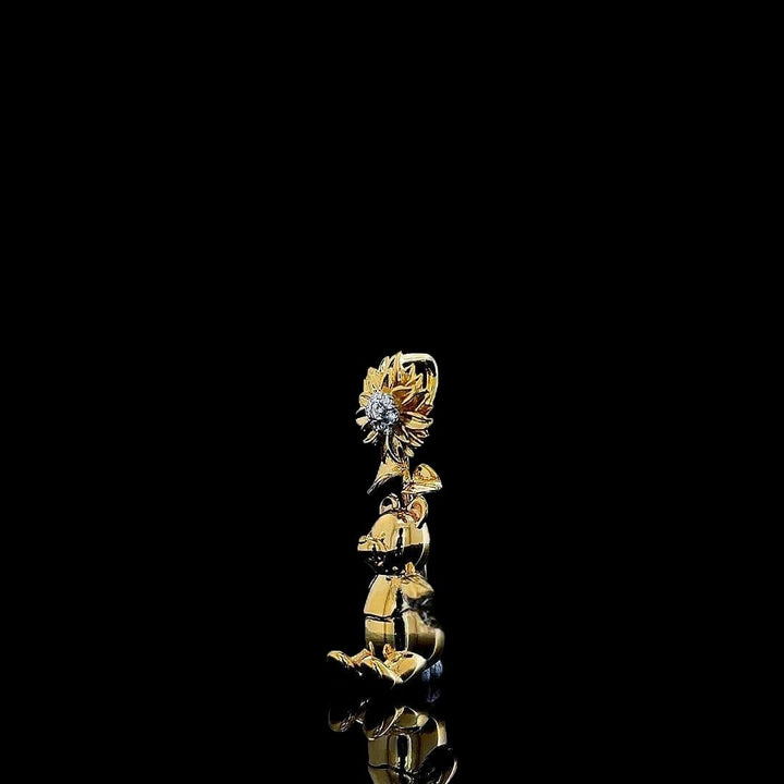 Sunflower Teddy Moissanite Pendant in 925 Sterling Silver Left Side View