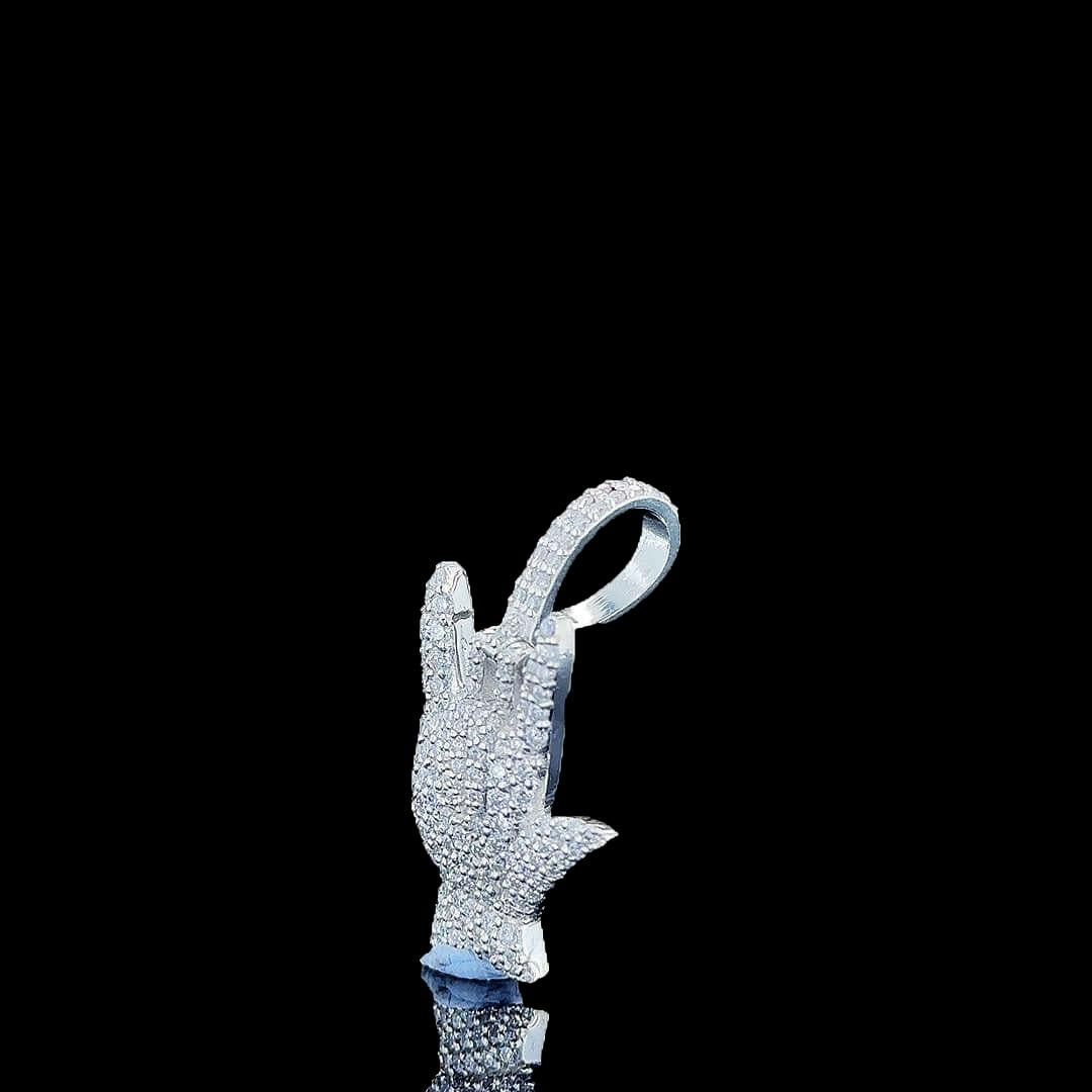 Swag Hand Gesture Moissanite Pendant in 925 Sterling Silver Left Side View