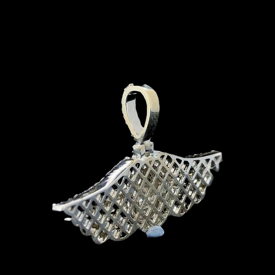 Triumph Wing Moissanite Statement Pendant in 925 Sterling Silver Back Side View