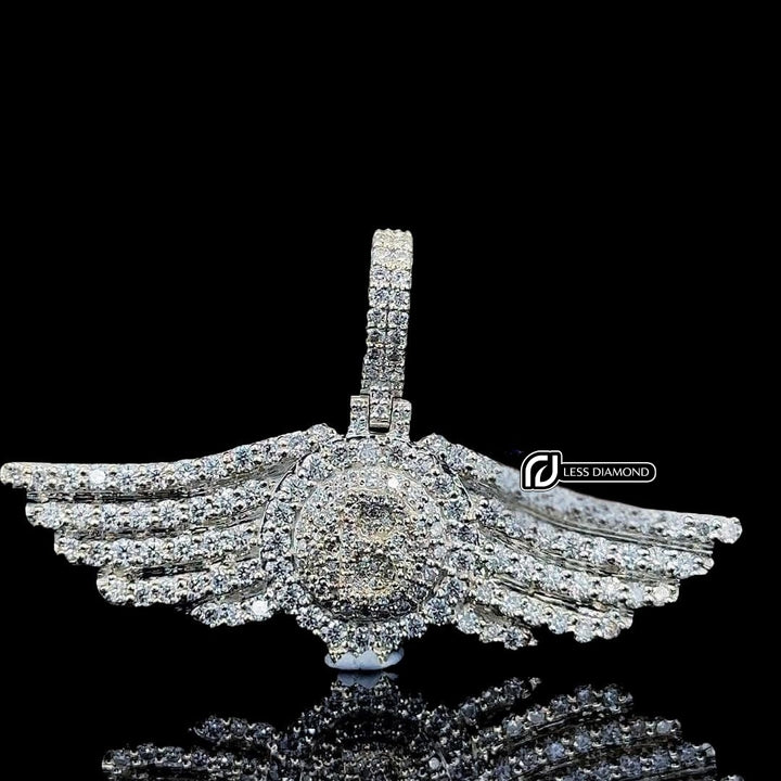Triumph Wing Moissanite Statement Pendant in 925 Sterling Silver Front View