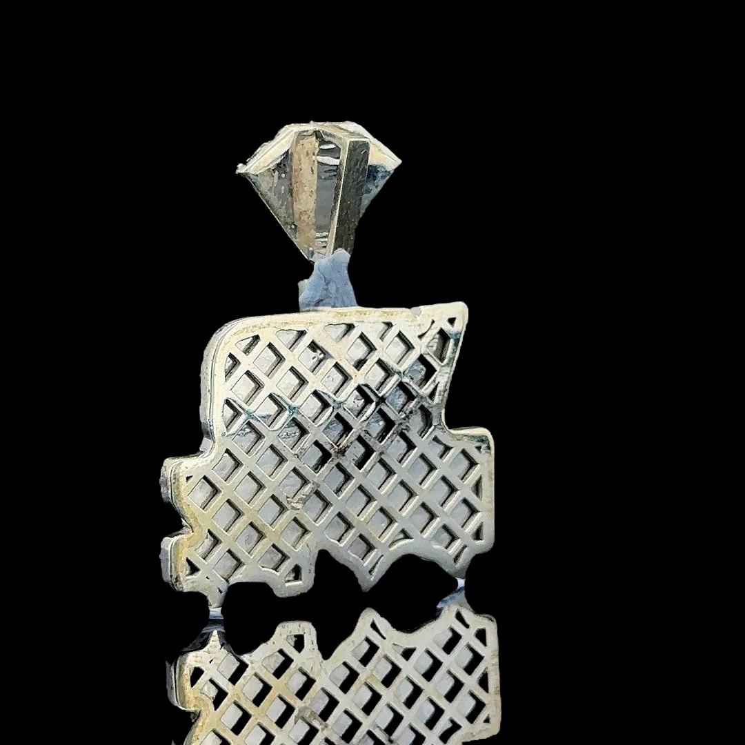 VVS Boyz Iced Moissanite Emblem Pendant in 925 Sterling Silver Back Side View