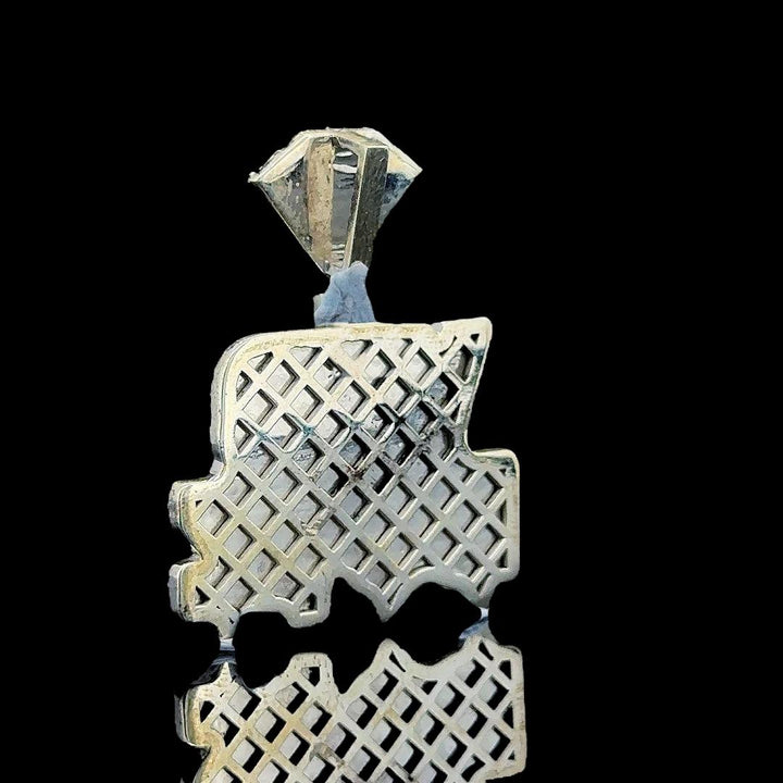 VVS Boyz Iced Moissanite Emblem Pendant in 925 Sterling Silver Back Side View
