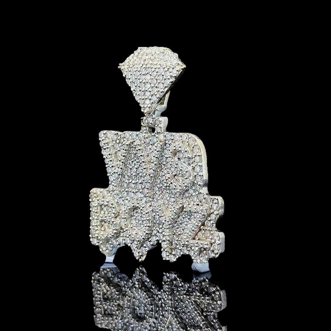 VVS Boyz Iced Moissanite Emblem Pendant in 925 Sterling Silver Left Profile View