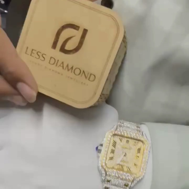 Moissanite 41.52 CT Round Cut Diamond Mid-Century Watch